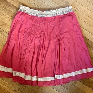 Ashley B Pink A-Line Skirt with White Beaded Trim